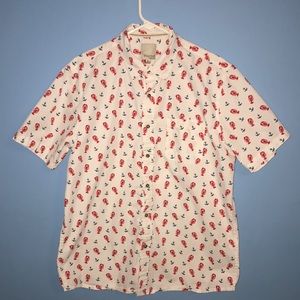 Anchor and lobster button down shirt.